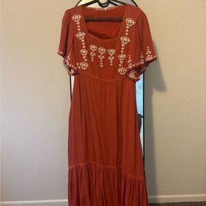 Tea and rose burnt orange dress